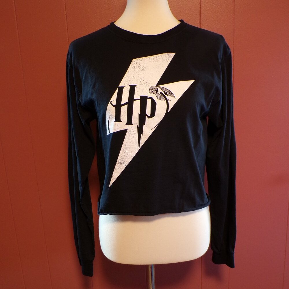 Black Long Sleeve Graphic Tee with Lightning Bolt